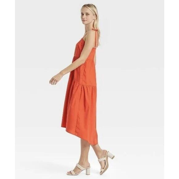 Who What Wear Sleeveless Baby Doll Dress in Red Clay High Low Sundress Size 1X - Picture 3 of 4